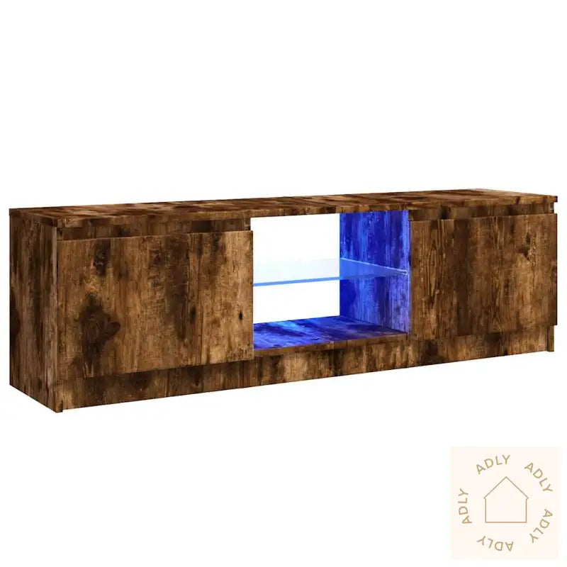 Tv-Benk Med Led-Lys Røkt Eik 120X30X36 Cm