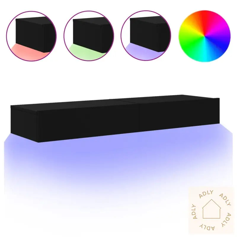 Tv-Benker Med Led-Lys 2 Stk Svart 60X35X15,5 Cm