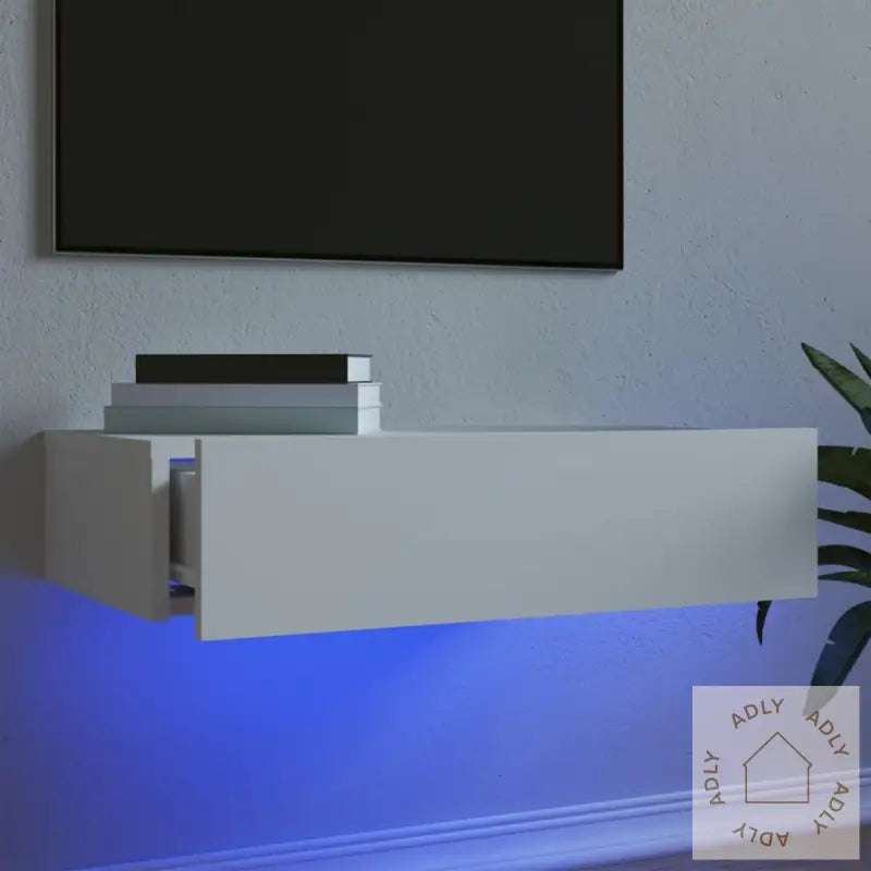Tv-Benk Med Led-Lys Hvit 60X35X15,5 Cm