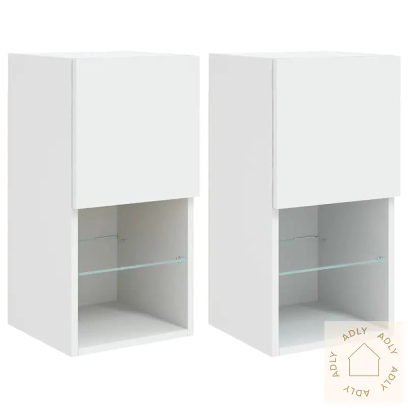 Tv-Benker Med Led-Lys 2 Stk Hvit 30,5X30X60 Cm