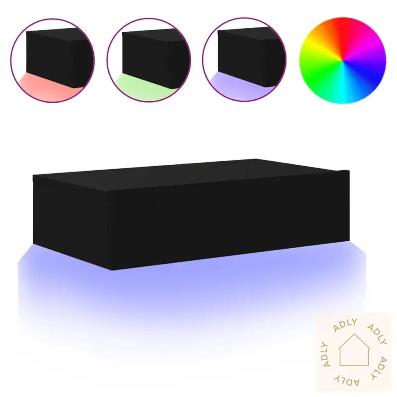 Tv-Benk Med Led-Lys Svart 60X35X15,5 Cm