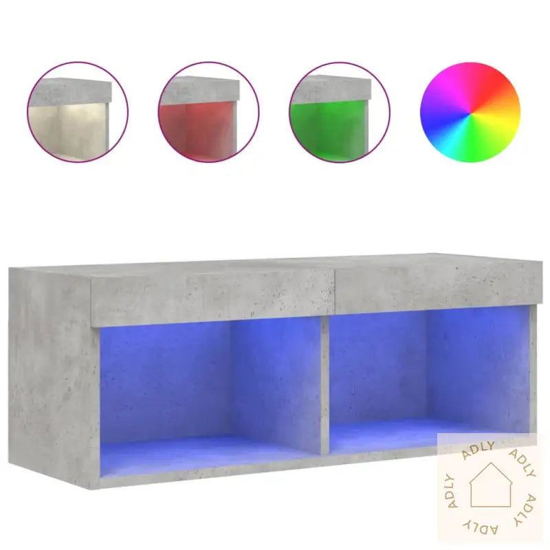 Tv-Benk Med Led-Lys Betonggrå 80X30X30 Cm