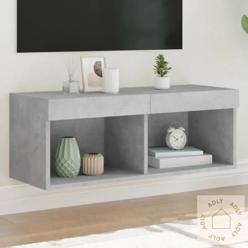 Tv-Benk Med Led-Lys Betonggrå 80X30X30 Cm