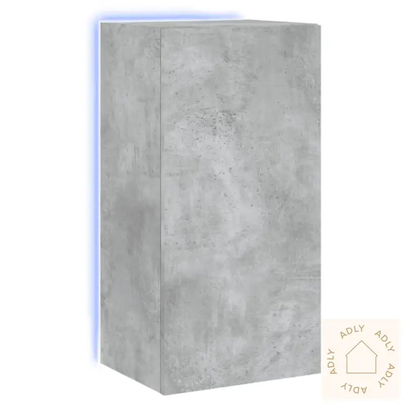 Vegghengt Tv-Benk Med Led-Lys Betonggrå 40,5X35X80 Cm