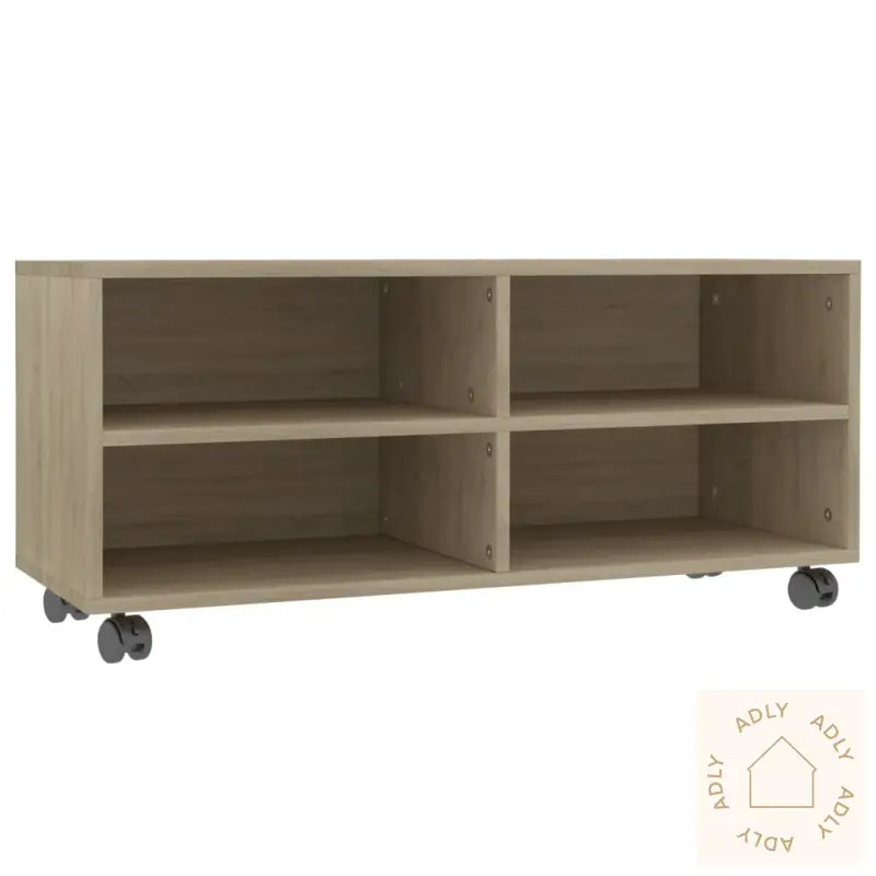 Tv-Benk Med Hjul Sonoma Eik 90X35X35 Cm Konstruert Tre