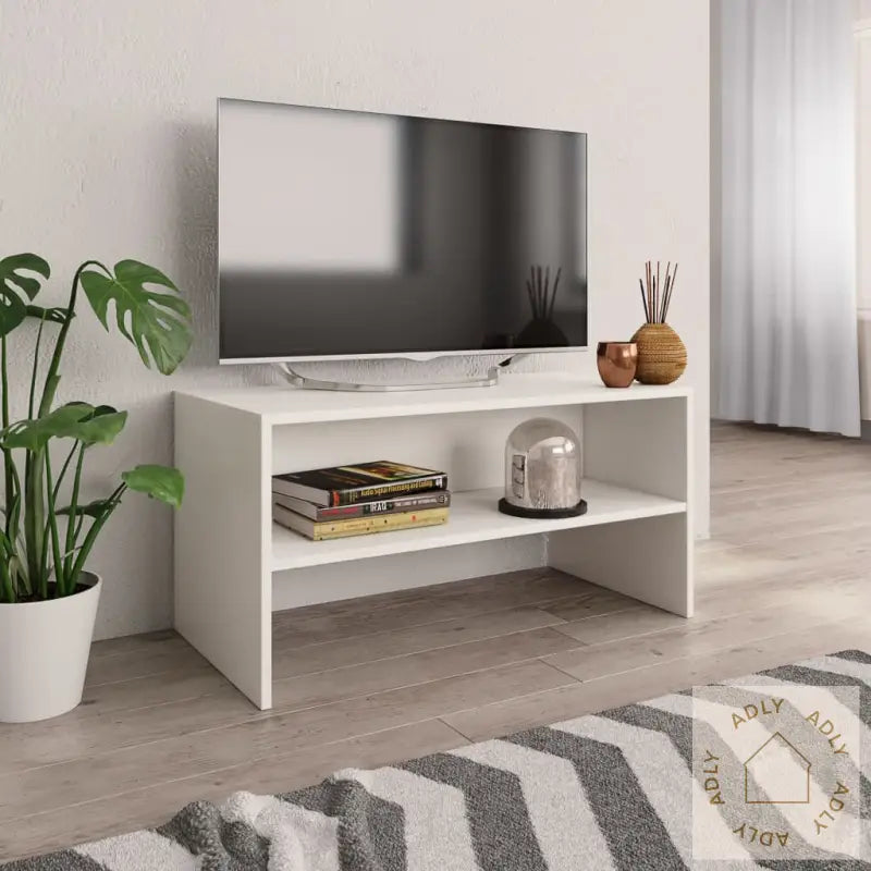 Tv-Benk Hvit 80X40X40 Cm Konstruert Tre