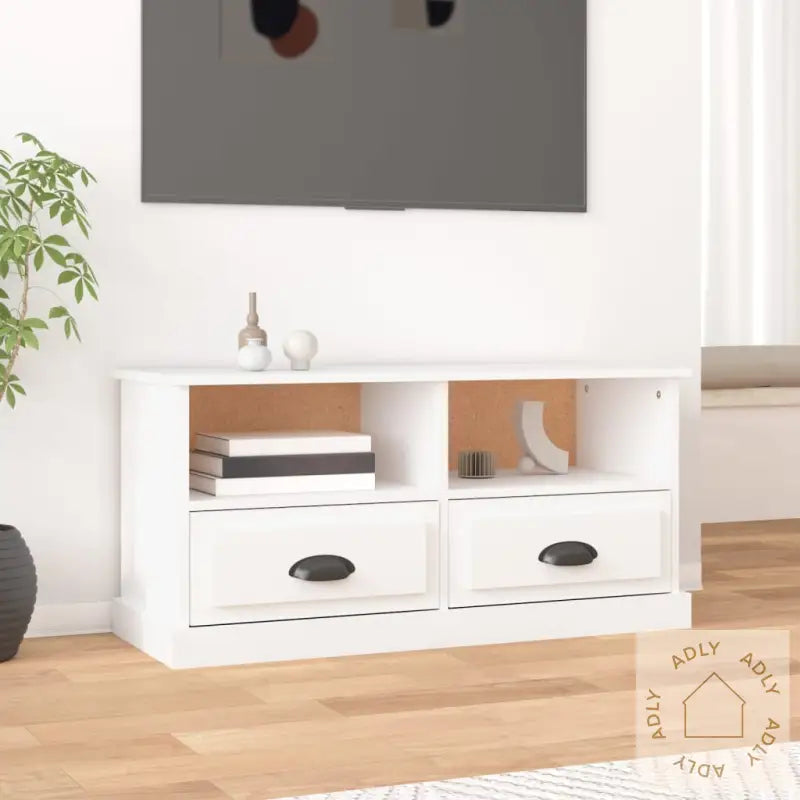 Tv-Benk Hvit 93X35,5X45 Cm Konstruert Tre