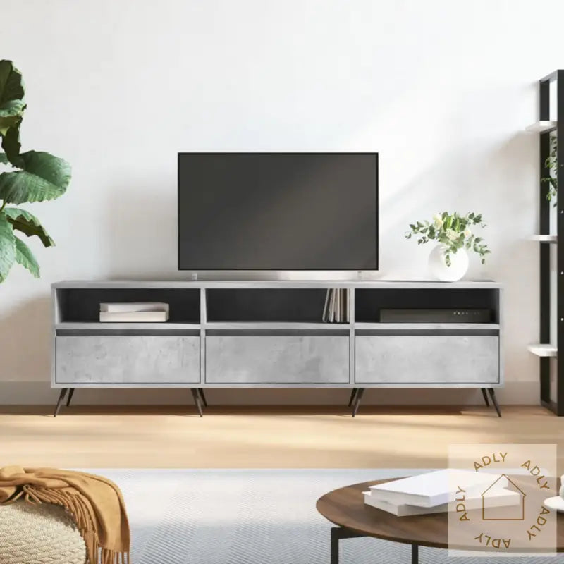 Tv-Benk Betonggrå 150X30X44,5 Cm Konstruert Tre