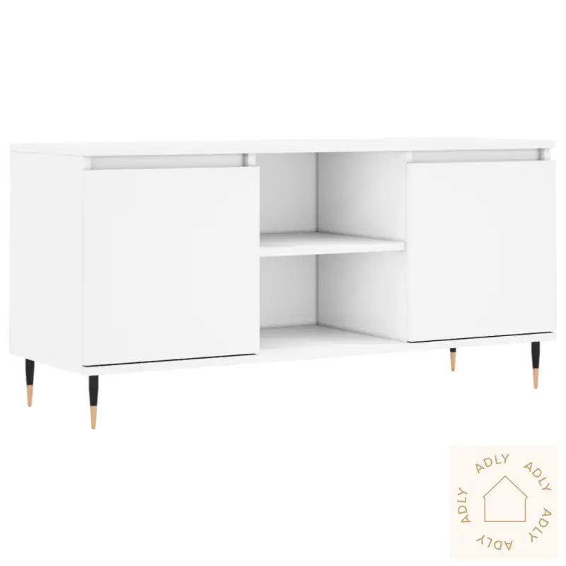 Tv-Benk Hvit 104X35X50 Cm Konstruert Tre