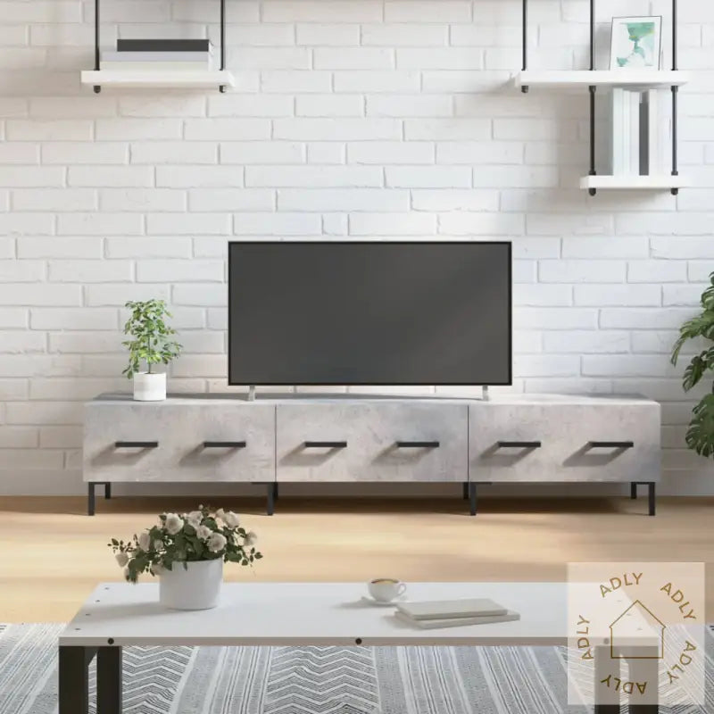 Tv-Benk Betonggrå 150X36X30 Cm Konstruert Tre
