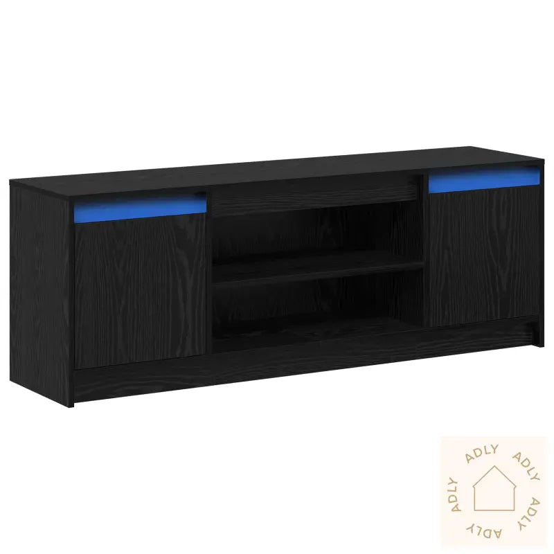 Tv-Skap Med Led I Svart Eik, 139,5X34X50 Cm, Laget Av Konstruert Tre