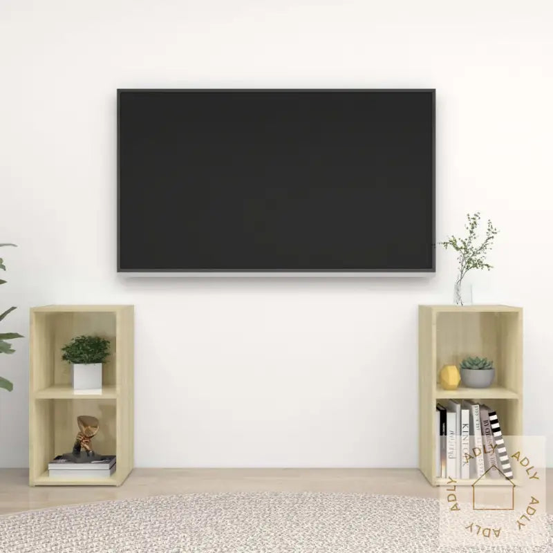 Tv-Benker 2 Stk Sonoma Eik 72X35X36,5 Cm Konstruert Tre