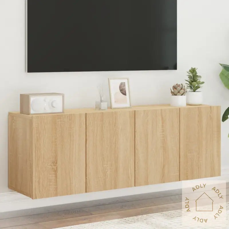 Veggmonterte Tv-Benker 2 Stk Sonoma Eik 60X30X41 Cm