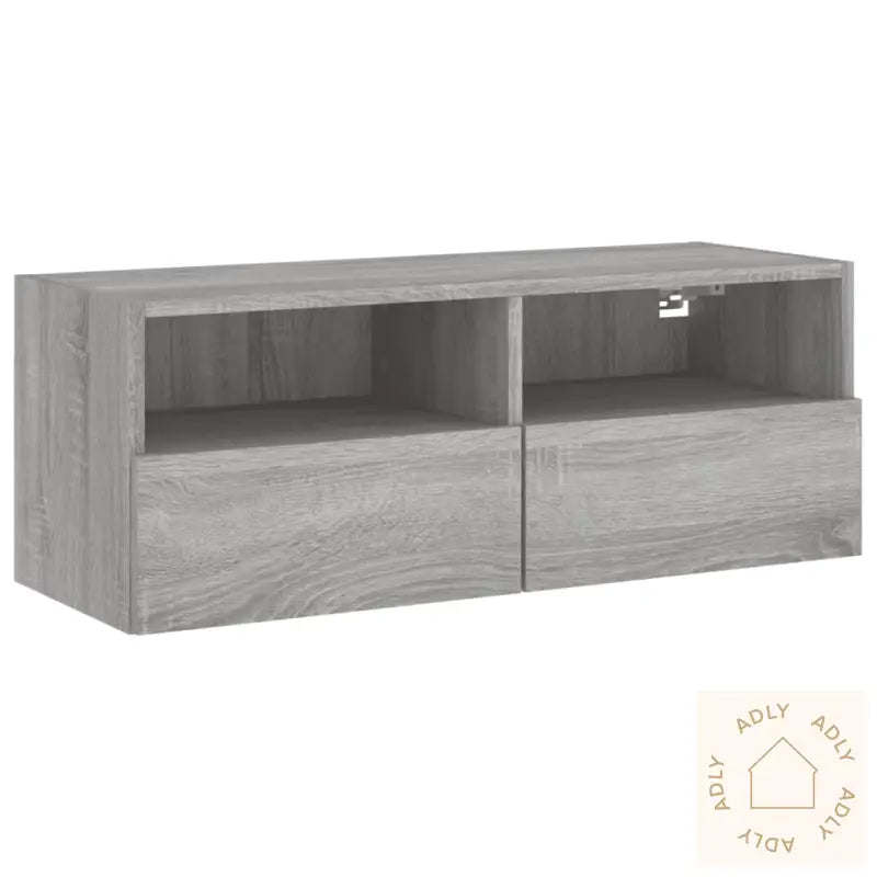 Vegghengt Tv-Benk Grå Sonoma 80X30X30 Cm Konstruert Tre