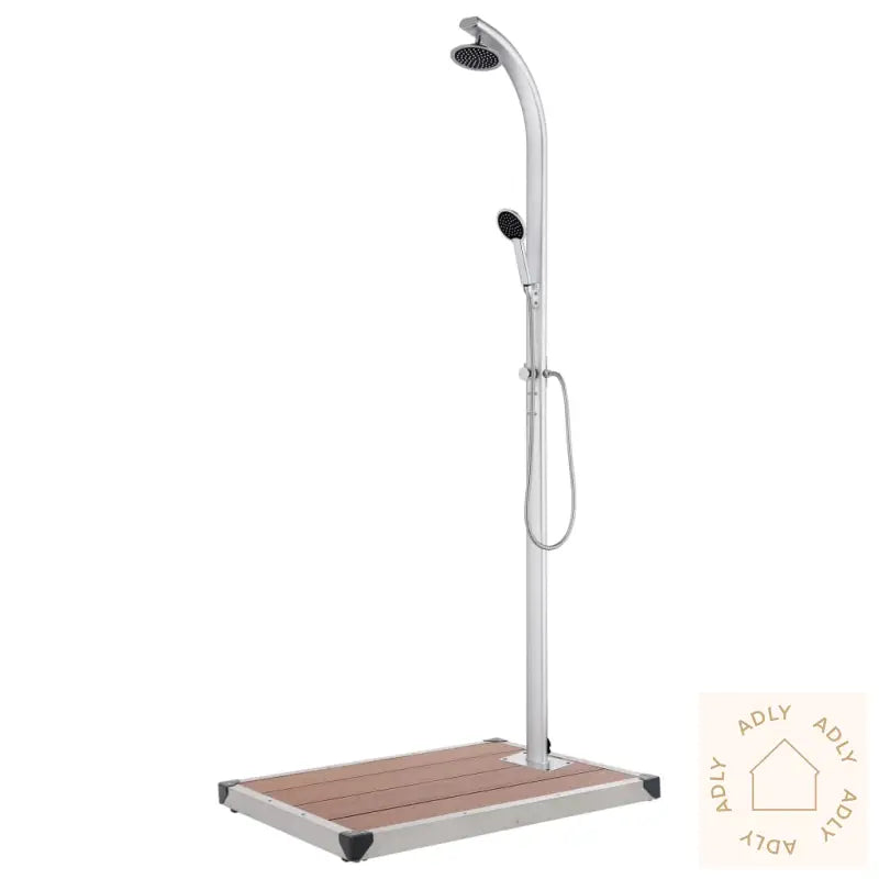 Hagedusj Med Brunt Dusjbrett 220 Cm Aluminium