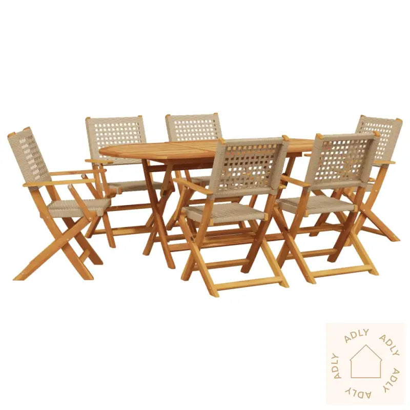 Hagespisegruppe 7 Deler Beige Polyrotting Og Heltre