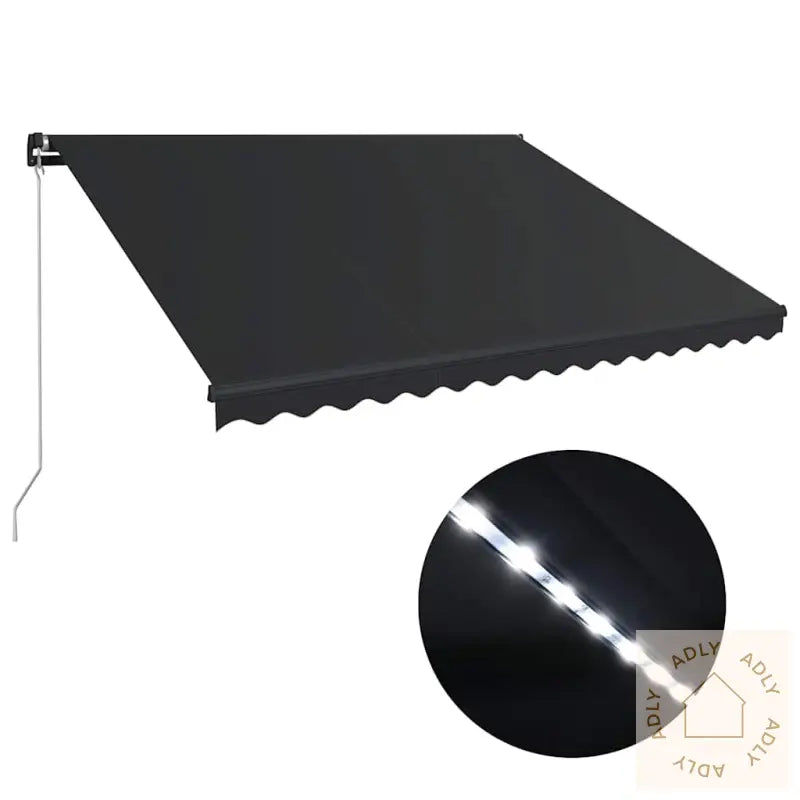 Manuell Uttrekkbar Markise Med Led 450X300 Cm Antrasitt