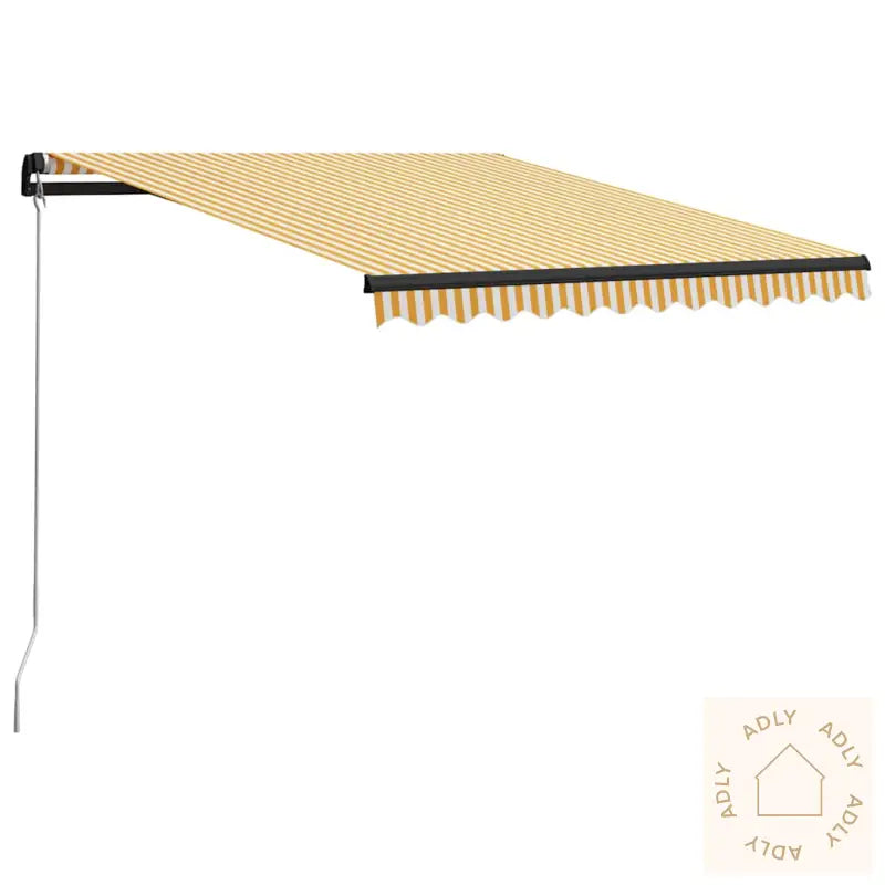Manuell Uttrekkbar Markise Med Led 300X250 Cm Gul Og Hvit