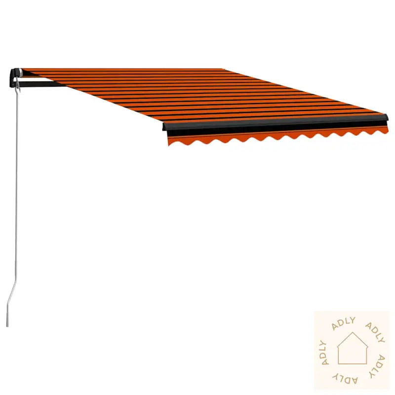 Manuell Uttrekkbar Markise Med Led 350X250 Cm Oransje Og Brun