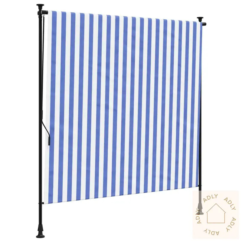 Utendørs Rullegardin Blå Og Hvit 200X270 Cm Stoff Og Stål