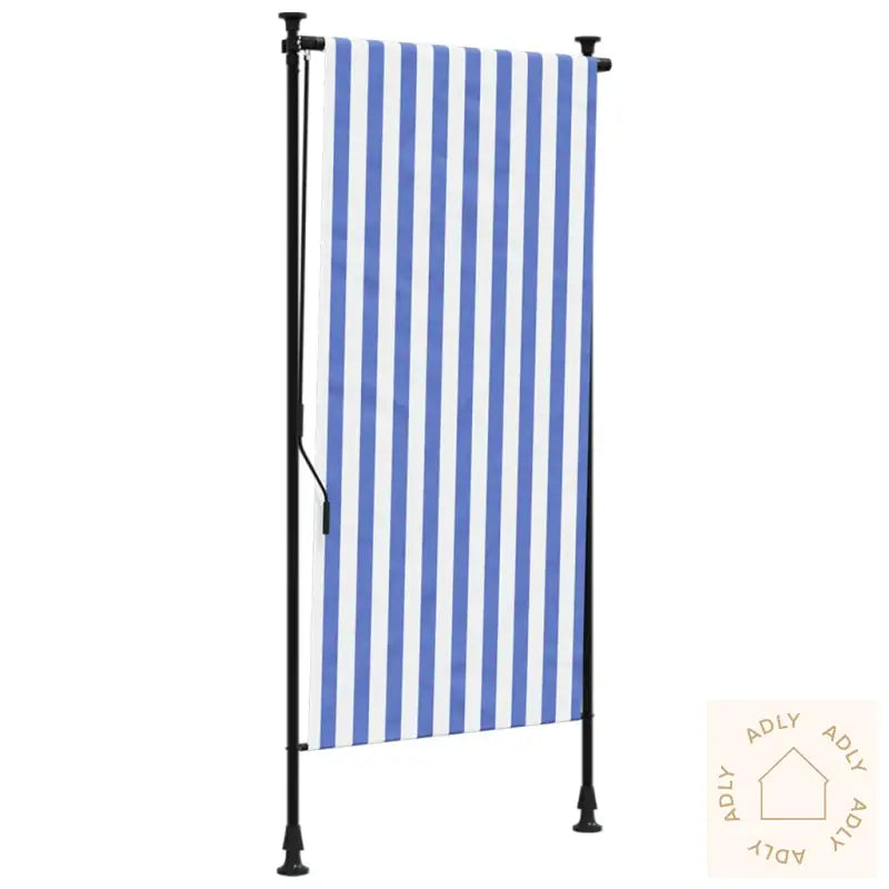 Utendørs Rullegardin Blå Og Hvit 100X270 Cm Stoff Og Stål