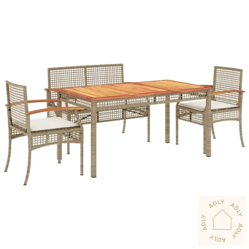 Hagespisegruppe Med Puter 4 Deler Beige Polyrotting
