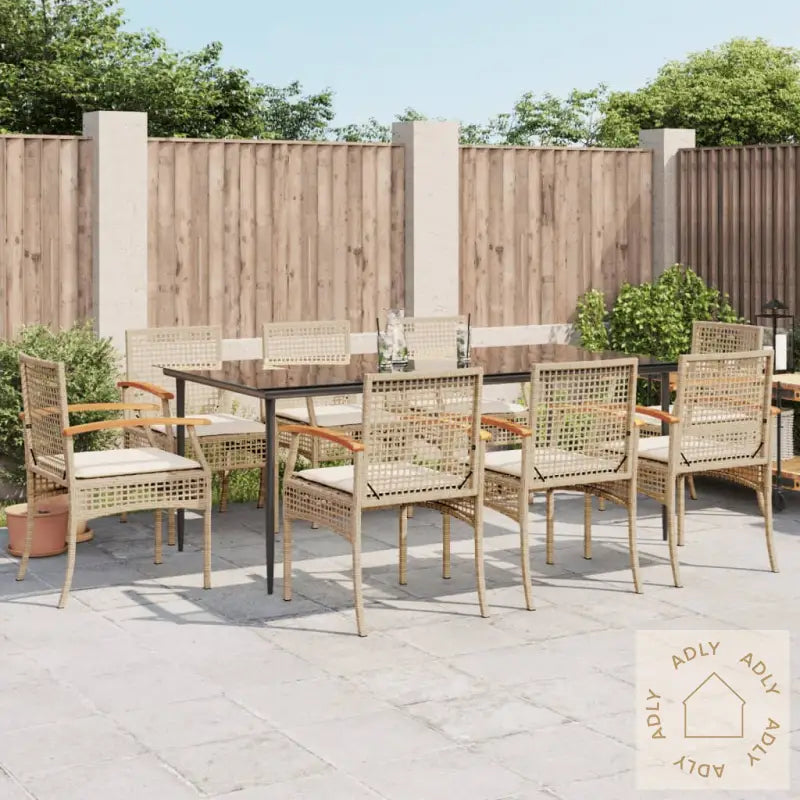 Hagespisegruppe Med Puter 9 Deler Polyrotting Beige