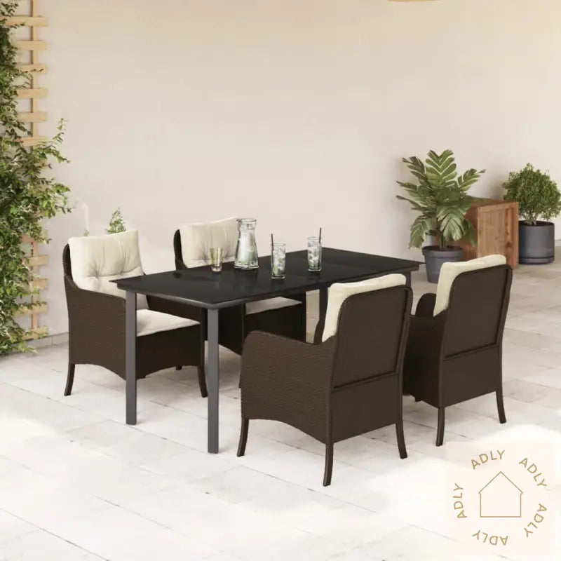 Hagespisegruppe Med Puter 5 Deler Polyrotting Brun