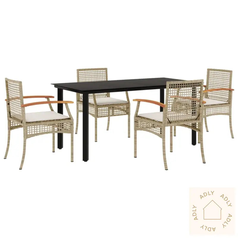 Hagespisegruppe Med Puter 5 Deler Polyrotting Beige
