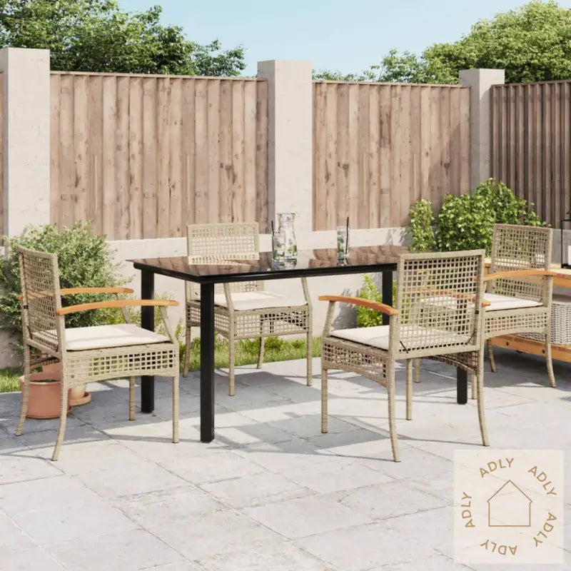 Hagespisegruppe Med Puter 5 Deler Polyrotting Beige