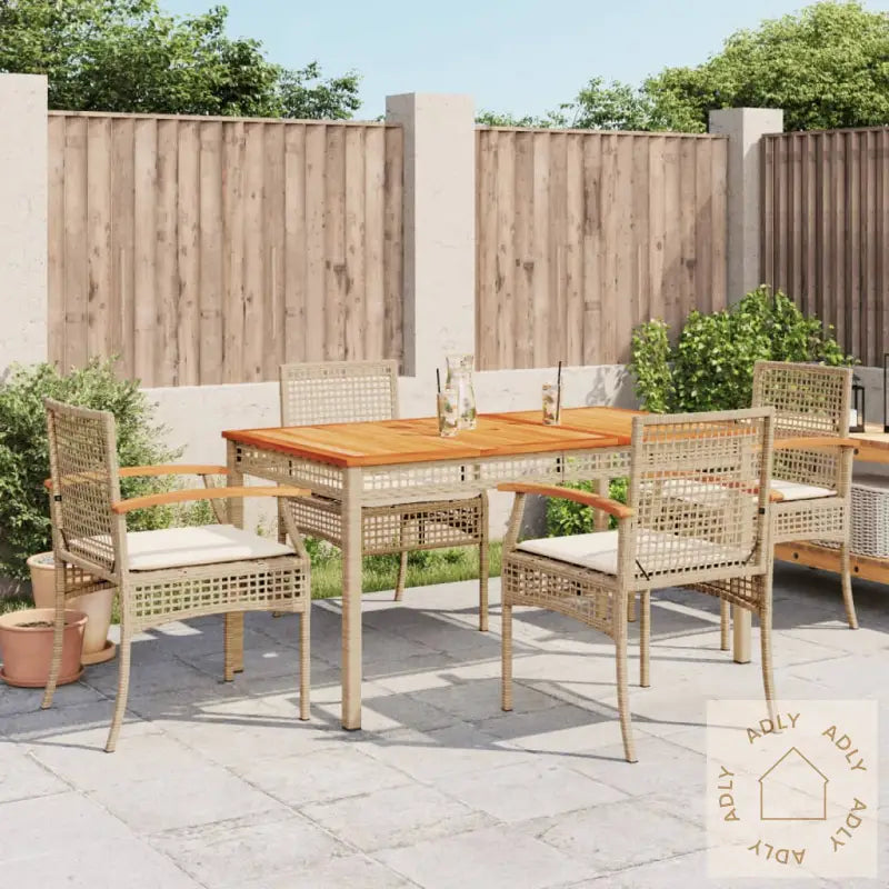 Hagespisegruppe Med Puter 5 Deler Polyrotting Beige