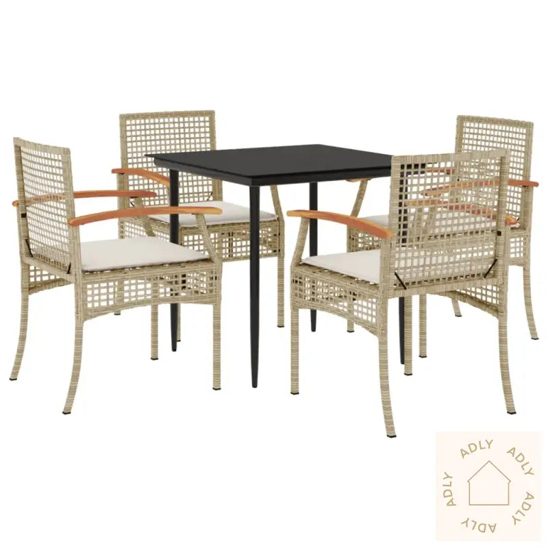 Hagespisegruppe Med Puter 5 Deler Polyrotting Beige