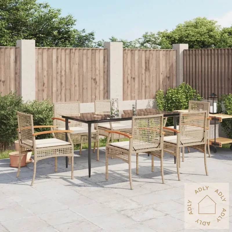 Hagespisegruppe Med Puter 7 Deler Polyrotting Beige