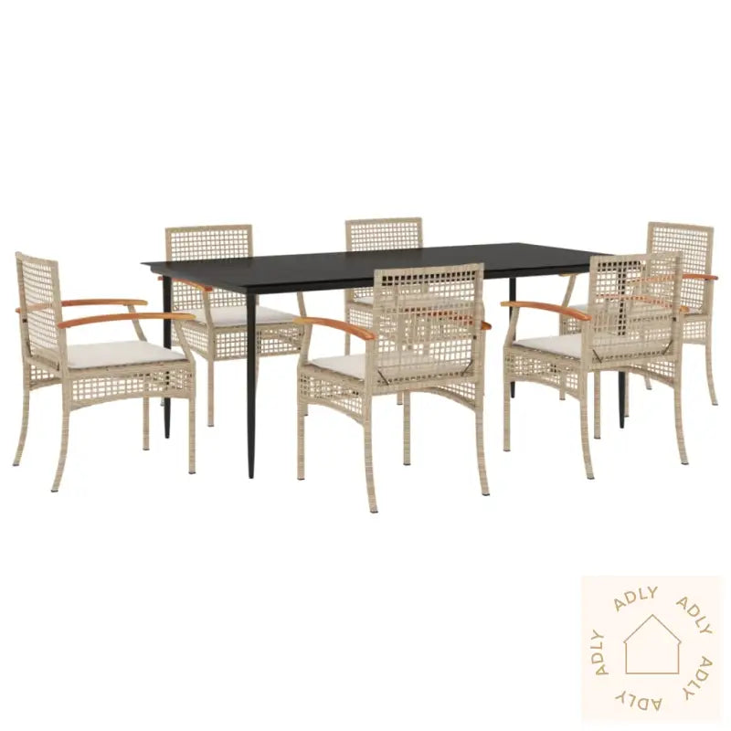 Hagespisegruppe Med Puter 7 Deler Polyrotting Beige