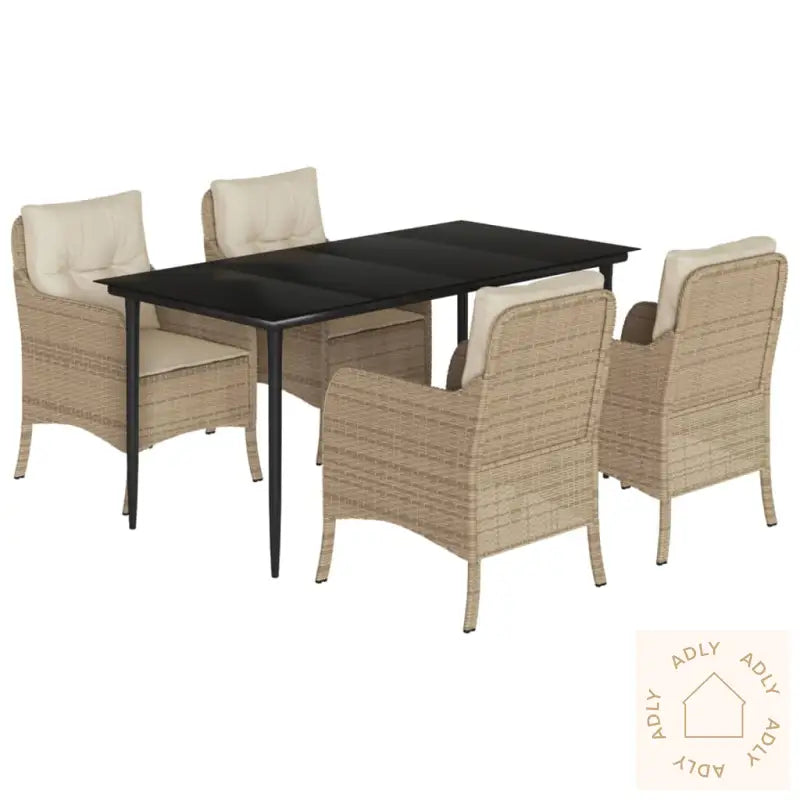 Hagespisegruppe Med Puter 5 Deler Polyrotting Beige