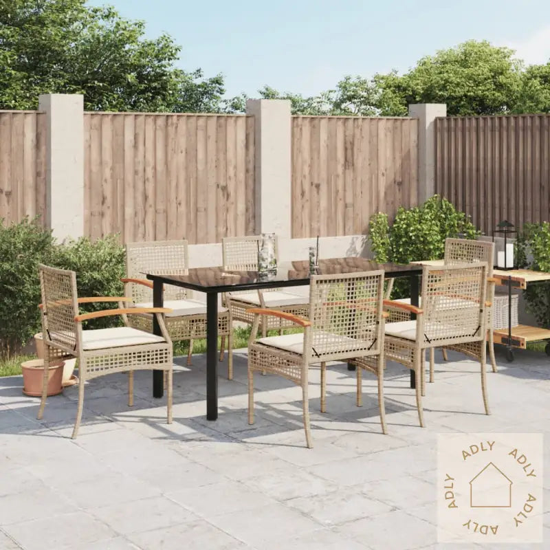 Hagespisegruppe Med Puter 7 Deler Polyrotting Beige