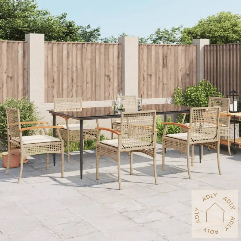 Hagespisegruppe Med Puter 7 Deler Polyrotting Beige
