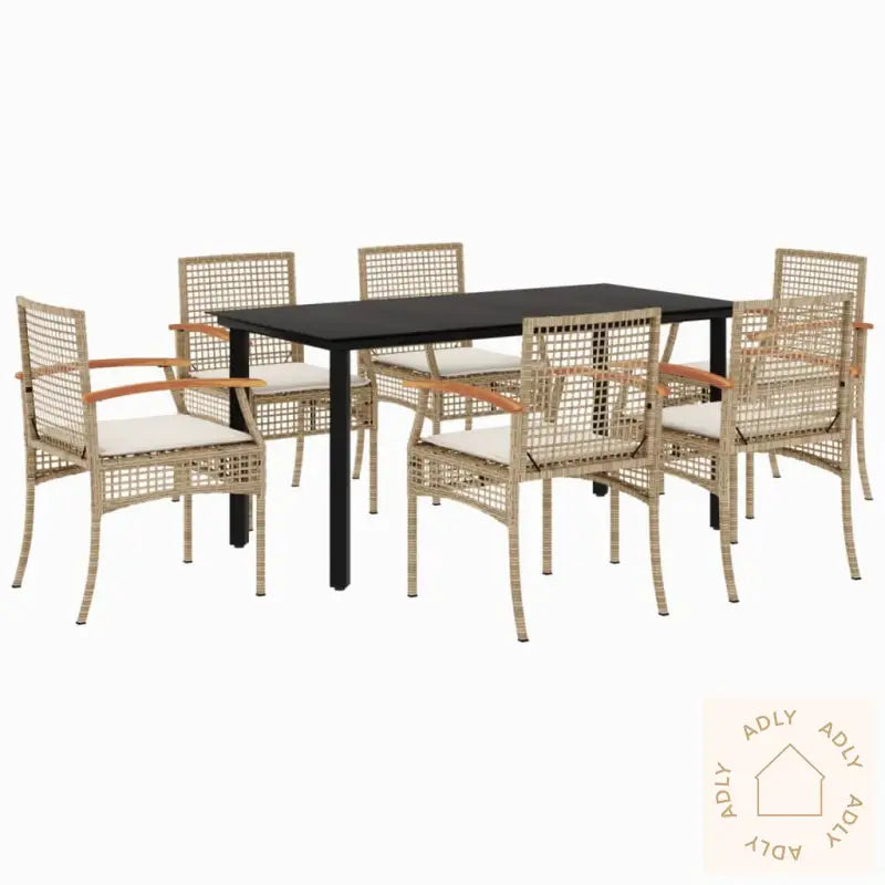 Hagespisegruppe Med Puter 7 Deler Polyrotting Beige