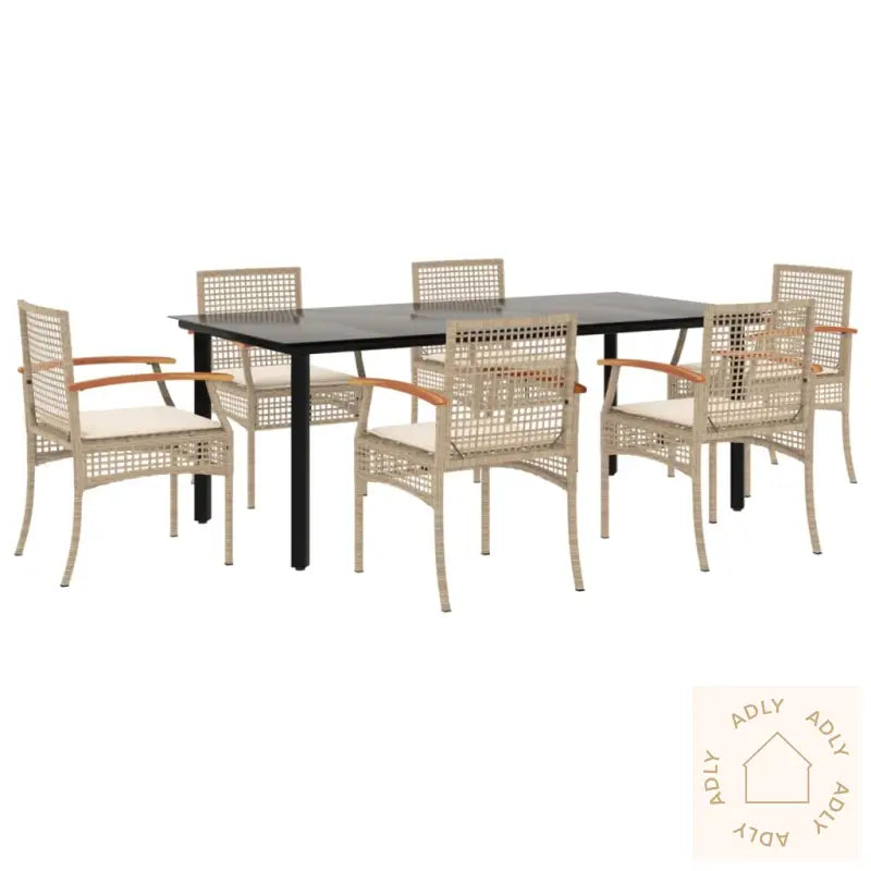 Hagespisegruppe Med Puter 7 Deler Polyrotting Beige