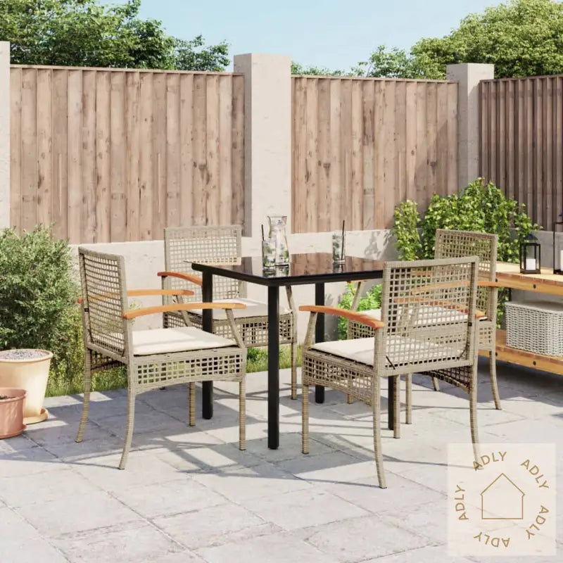 Hagespisegruppe Med Puter 5 Deler Polyrotting Beige