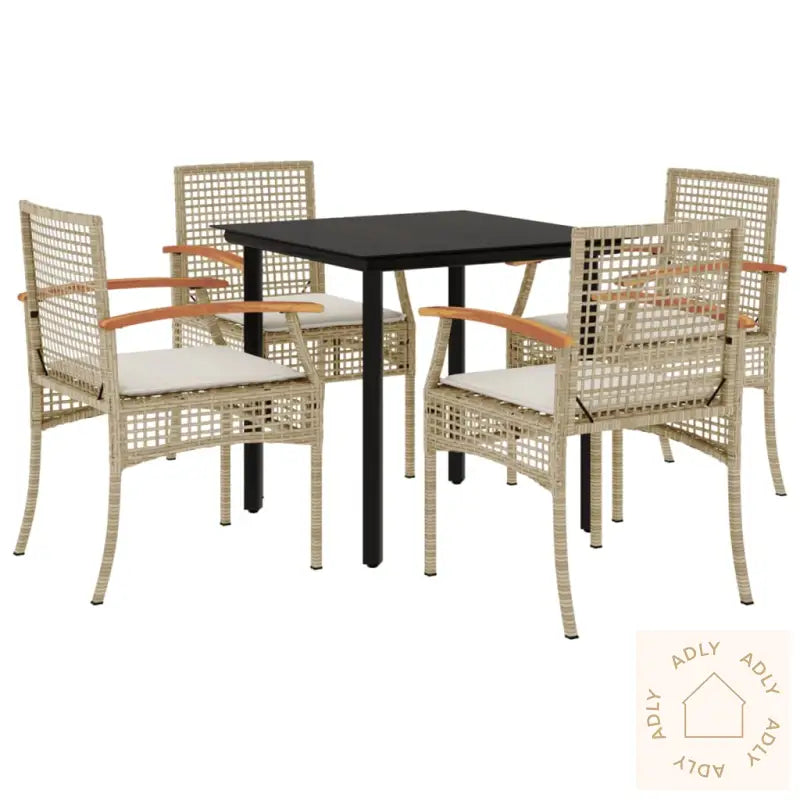 Hagespisegruppe Med Puter 5 Deler Polyrotting Beige