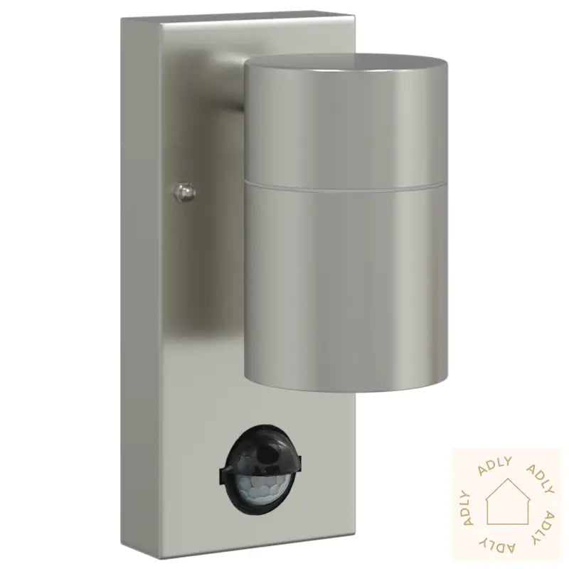 Utendørs Vegglampe Med Sensor I Sølv Rustfritt Stål Ip44