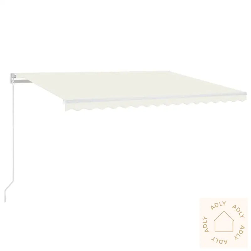 Manuell Uttrekkbar Markise Med Led 400X350 Cm Kremhvit