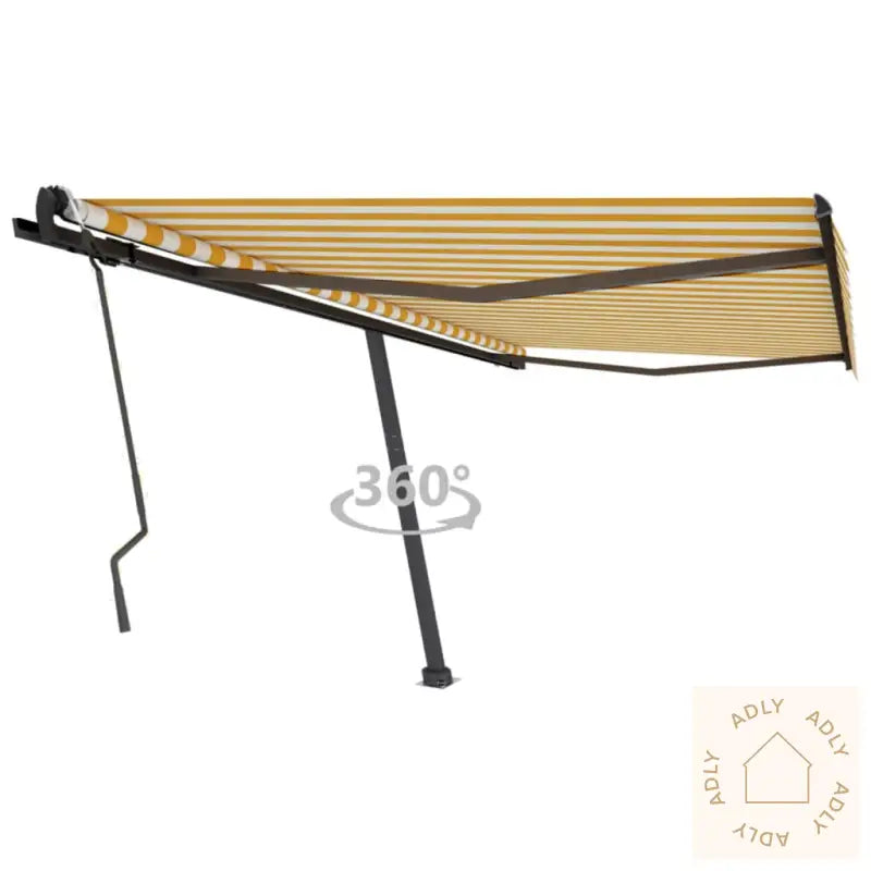 Frittstående Manuell Uttrekkbar Markise 450X300 Cm Gul/Hvit