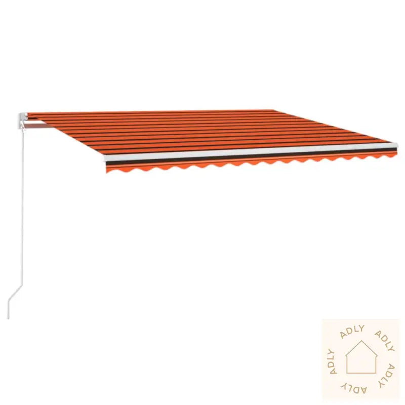 Manuell Uttrekkbar Markise Med Led 400X300 Cm Oransje Og Brun