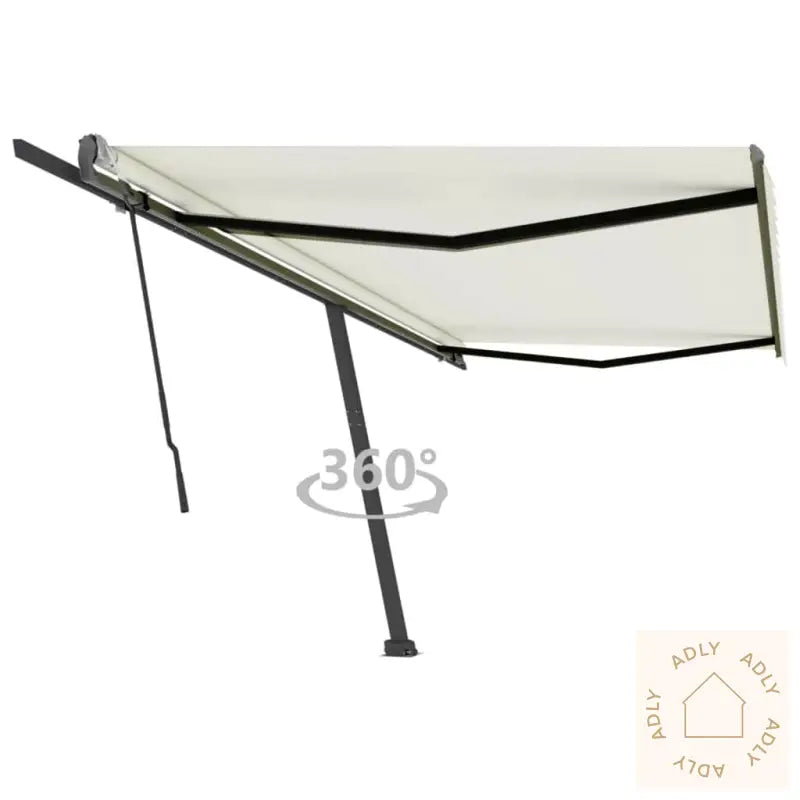 Frittstående Manuell Uttrekkbar Markise 500X350 Cm Kremhvit