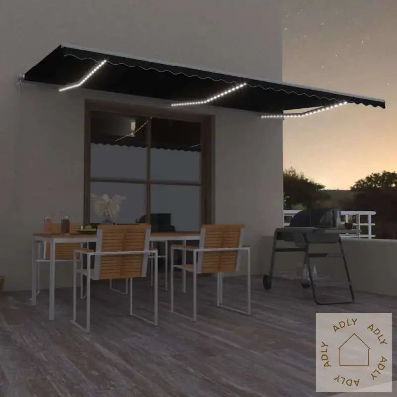 Manuell Uttrekkbar Markise Med Led 600X300 Cm Antrasitt