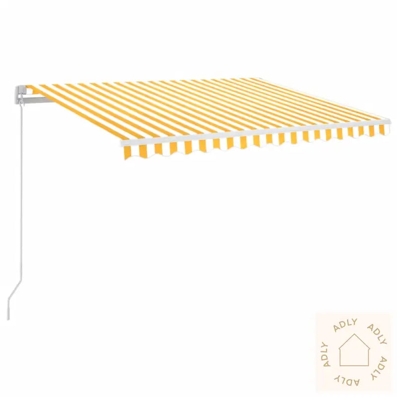 Manuell Uttrekkbar Markise Med Led 350X250 Cm Gul Og Hvit