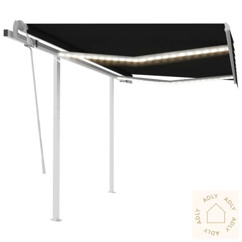 Manuell Uttrekkbar Markise Med Led 3,5X2,5 M Antrasitt