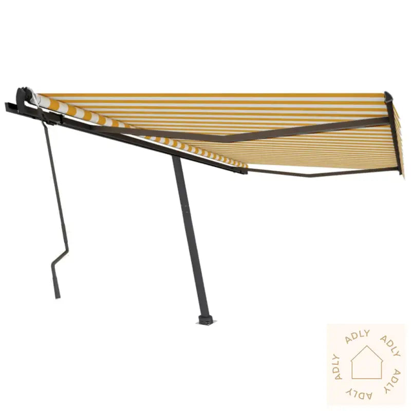 Frittstående Manuell Uttrekkbar Markise 450X300 Cm Gul/Hvit